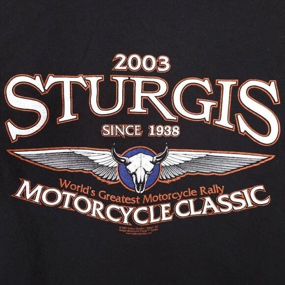 Vintage Sturgis T Shirt Mens Size Large Black Y2K 2003 Black Hills Rally Eagle - Picture 4 of 6